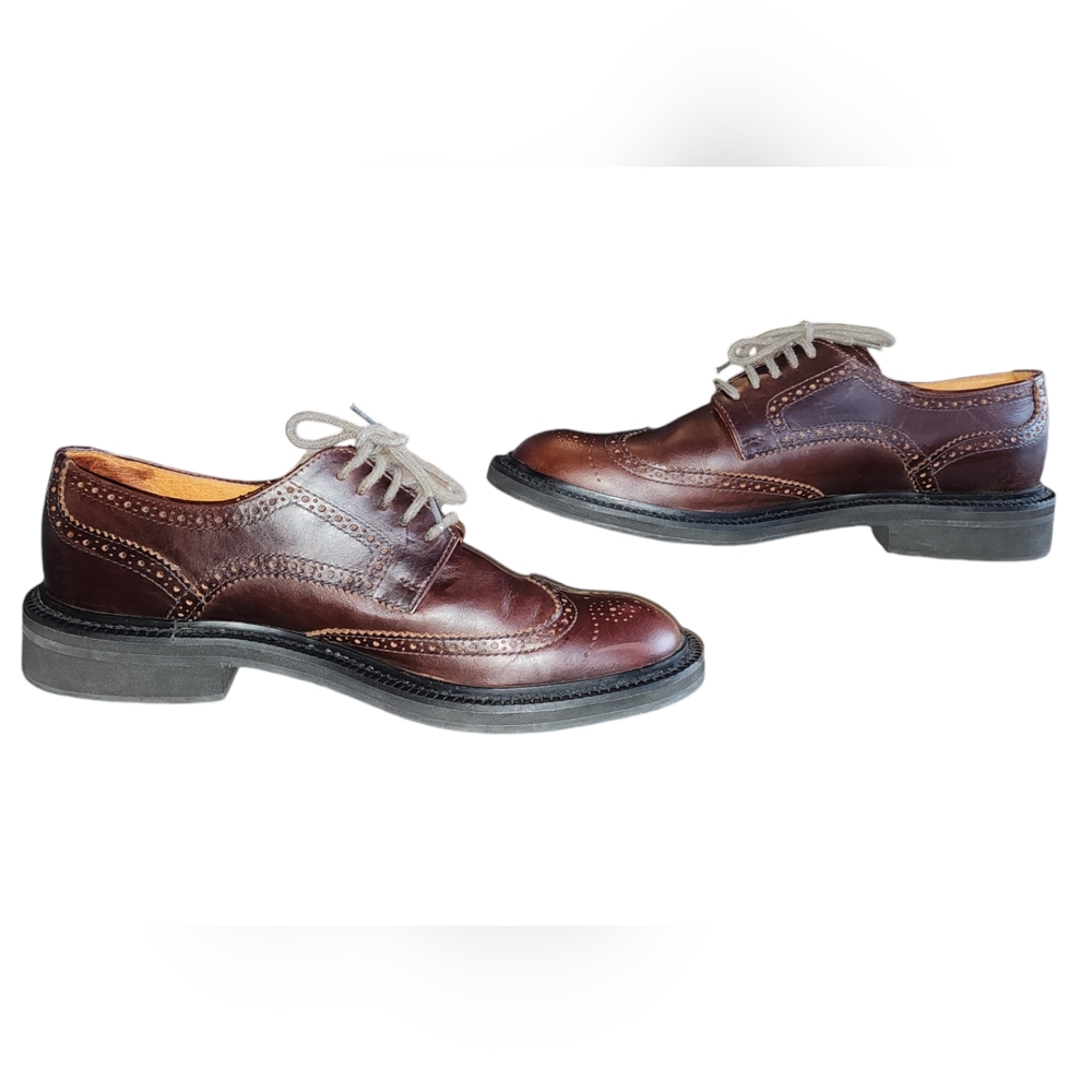 American Eagle Outfitters Dark Brown Leather Wingtip Oxford Men's Size 10 - Picture 5 of 9